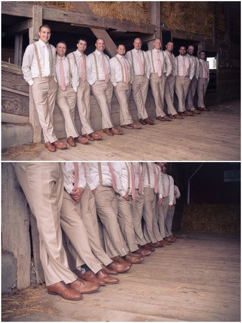 Light Pink And Khaki Wedding, Blush Pink Entourage, Blush Pink Groomsmen Suit, Sage And Dusty Rose Groomsmen Attire, Blush Pink Chambelan Outfits, Sage Green And Dusty Rose Groomsmen Attire, Tan And Pink Groomsmen Suits, Dusty Pink Groomsmen, Dusty Pink And Tan Wedding