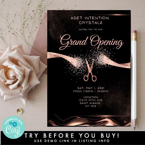 Shop Opening Invitation Card Design Creative, Opening Card Invitation, Salon Opening Invitation Card, House Opening Invitation Card, Grand Opening Invitations Template, Grand Opening Invitations Design, Shop Opening Invitation Card Design, Pink Grand Opening, Store Launch Invite