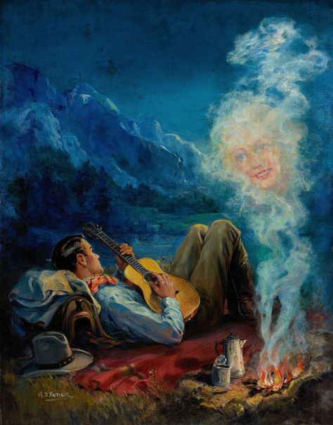 James Halperin, Cowboy Playing Guitar, Pulp Illustration, Pulp Magazine, West Art, Yee Haw, Pulp Art, Music Photo, Western Art