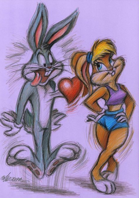 Lola And Bugs Bunny Drawing, Valentines Day Cartoon Aesthetic, Lola And Bugs Bunny, Lola And Bugs, Love Letter Ideas, Bugs Bunny Drawing, Cartoon Drawings Disney, Cartoon Couples, Bunny Tattoos