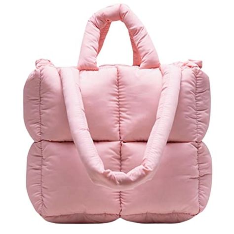 MadGrandeur Puffer Tote Bag Women's Glossy Quilted Puffy Tote Bag Down Padded Shoulder Bag Cute Handbag Aesthetic Handbag Winter Purses, Winter Handbags, Chic Quilts, Cotton Handbag, Quilted Tote Bags, Cute Handbags, Handbags Casual, Quilted Totes, Bags Aesthetic