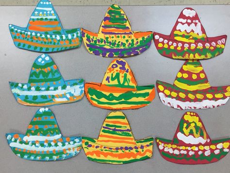 Hispanic Heritage Month: kindergarten sombreros Hispanic Heritage Month Activities Preschool Crafts, Hispanic Heritage Month Crafts Toddlers, Hispanic Heritage Preschool Crafts, Hispanic Heritage Month Bulletin Board Kindergarten Prek, Hispanic Crafts Preschool, Hispanic Month Activities, Hispanic Heritage Crafts Preschool, Hispanic Activities For Kids, Hispanic Heritage Month Crafts For Kids Easy