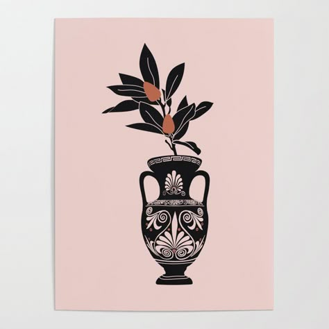 Grecian Vase Tattoo, Greek Flowers Tattoo, Greek Vase Tattoo, Greek Vase Art, Vase Tattoo, Hipster Tattoo, Greek Vase, Dibujo Simple, Greek Vases