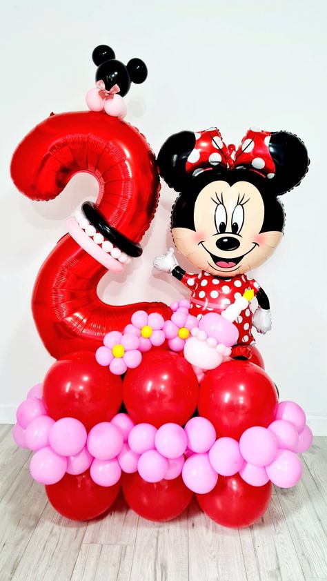 Minnie Mouse Balloon Centerpieces, Minnie Birthday Balloons, Minnie Mouse Balloon Pillar, Minnie Mouse Balloon Ring, Minnie Mouse Ballon Arrangement, Minnie Mouse Decorations, Minnie Mouse Balloons, Disney Balloons, Disney Princess Coloring Pages