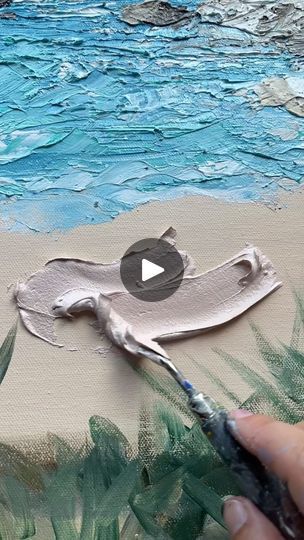 4.8K views · 830 reactions | Part 1 of this new beachy summery painting🌺☀️🌊 If my paintings exist, I want to go there. If they don’t, I want to create them. 

This is the most detailed seascape painting I’ve made to date🤩 What do you think so far? I can’t wait to show you the sky and final result! 

PS all my paintings are made with my palette knife set - available on my website!

#beachpainting #beachart #oceanpainting #oceanart #paletteknifepainting #paletteknife #paletteknifeart #paletteknifeartist #thickpaint #impressionism #impressionistart #impastopainting #texturedpainting #landscapepainting | Nada Khatib | Fine Art. | philosophaire_ · Original audio Palette Knife Art, Textured Canvas, Textured Canvas Art, Palette Knife Painting, Impasto Painting, Ocean Painting, Impressionist Art, Beach Painting, Knife Set