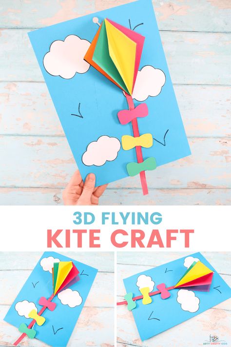 Kite Template, Kites Preschool, Simple Art Projects For Kids, Kite Craft, Kids Diy Ideas, Craft Ideas For Beginners, Simple Art Projects, Diy Kite, Kites Craft