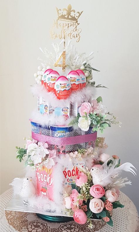 Birthday Tower Ideas, Candy Tower Ideas Birthday, Snack Tart Tower, Tart Snack Buket, Tower Snack Birthday, Tart Snack Birthday, Diy Candy Cake Tower, Snack Birthday Gift Ideas, Snack Bucket Ideas