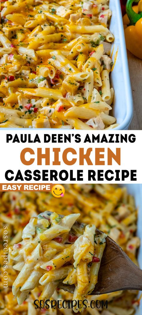 Full disclaimer, I tweaked Paula Deen’s chicken casserole recipe a little bit. I think her creamy chicken casserole is amazing, but to me it lacked a bit of color. Food looks so much better when it has color so I added red, green, and yellow bell pepper to it. Paula Deen's Chicken Casserole, Chicken Casserole Dinner Recipes, Paula Deen Chicken Casserole Recipes, Chick3n Recipes, Roasted Chicken Casserole Recipes, Small Chicken Casserole Recipes, Pulled Chicken Casserole, Chicken Primavera Casserole, Casserole With Chicken Breast