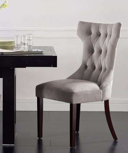 Clairborne Tufted Dining Chair | If you want to make a dining room look instantly more polished, just add a set of tufted chairs in an elegant light gray color. While these look like they could have come from a high-end furniture store, at $119 per pair, you’ll pay a fraction of the price. High End Furniture Stores, Chair Sleeper, Tufted Chairs, Leather Butterfly Chair, 30 Percent Off, Best Places To Shop, Storage Benches, Tufted Dining Chairs, Sleeper Sofas