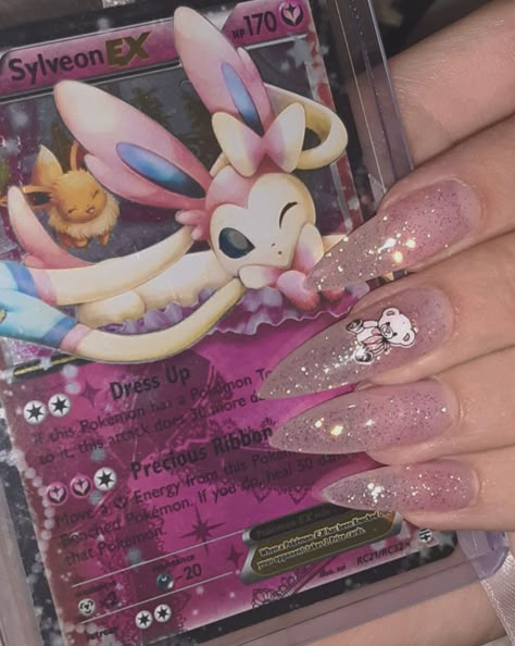 Pink Pokemon Nails, Pokemon Pink Aesthetic, Sylveon Nails, Pink Pokemon Aesthetic, Sylveon Aesthetic, Strawberry Shortcake Bat Dragon, Mabel Pines Aesthetic, Pretty Pokemon, Pink Pokemon