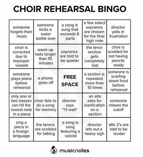 Choir Problems, Choir Quotes, Choir Humor, Band Classroom, Future Educator, Music Puns, Bingo Sheets, Music Rooms, Choir Music