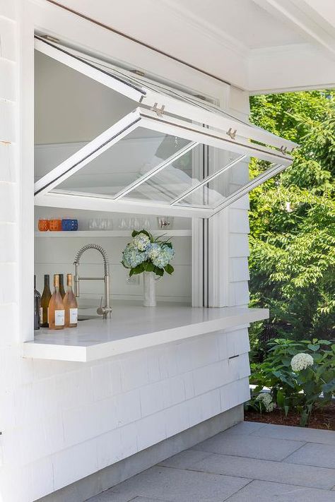 Kitchen Pass Through Window, Country Garage, Dark Stained Wood Floors, Pass Through Kitchen, Slc Interiors, Farm Style Sink, Kitchen Pass Through, Kitchen Pass, Pass Through Window