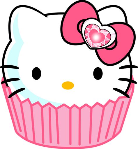 hello kitty cupcake Kue Hello Kitty, Hello Kitty Clipart, Cat App, Hello Kitty Imagenes, Images Hello Kitty, Cat Cupcakes, Hello Kitty Cupcakes, Birthday Clips, Charmmy Kitty