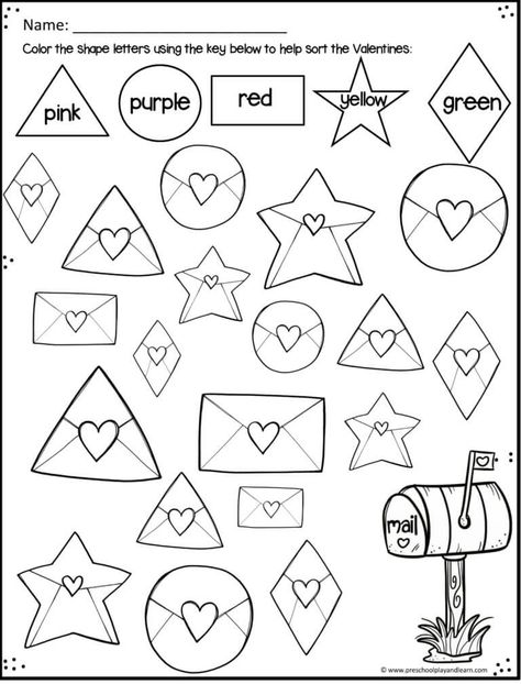 Young learners will have fun working on shape recognition and color recognition as they help mail out the Valentines. Valentines Shapes Activities, Valentines Day Shape Activities, Valentine’s Day Projects Preschool, Valentine's Day Craft Kindergarten, Valentines Projects For Kindergarten, Preschool Valentines Crafts For School, February Learning Activities For Preschool, Valentines Number Activities Preschool, Valentine Shape Activities