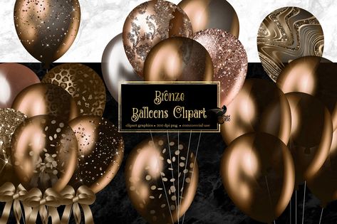 Bronze Balloons, Balloon Clipart, Diy Balloon, Balloon Decor, Printable Scrapbook Paper, Decorations Party, Party Props, Tree Decor, Party Balloons