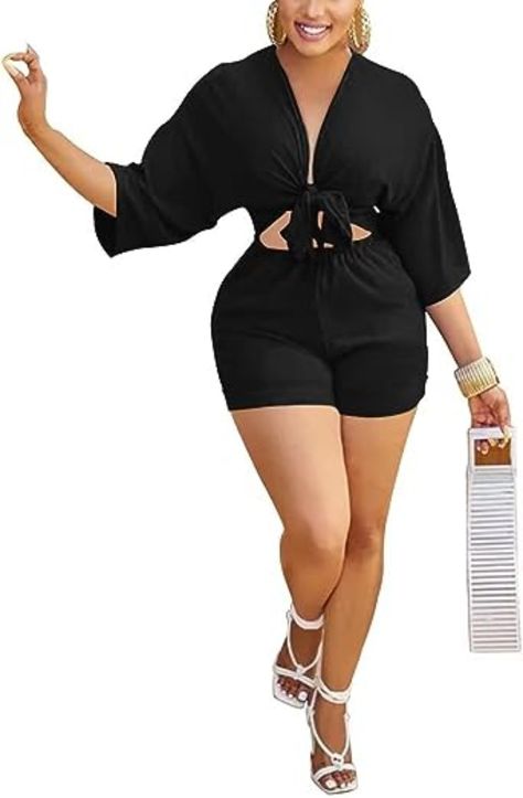 Occasion: one piece women jumpsuit, perfect for daily wear, party, evening, cocktail, street, wedding guest, birthday, sexy club outfits for women. You can also wear it on a formal occasion. Style Bleu, Fashion Patchwork, White Fashion Casual, Casual Rompers, Style Noir, Yellow Fashion, Sleeved Romper, Black Romper, Fashion Pattern