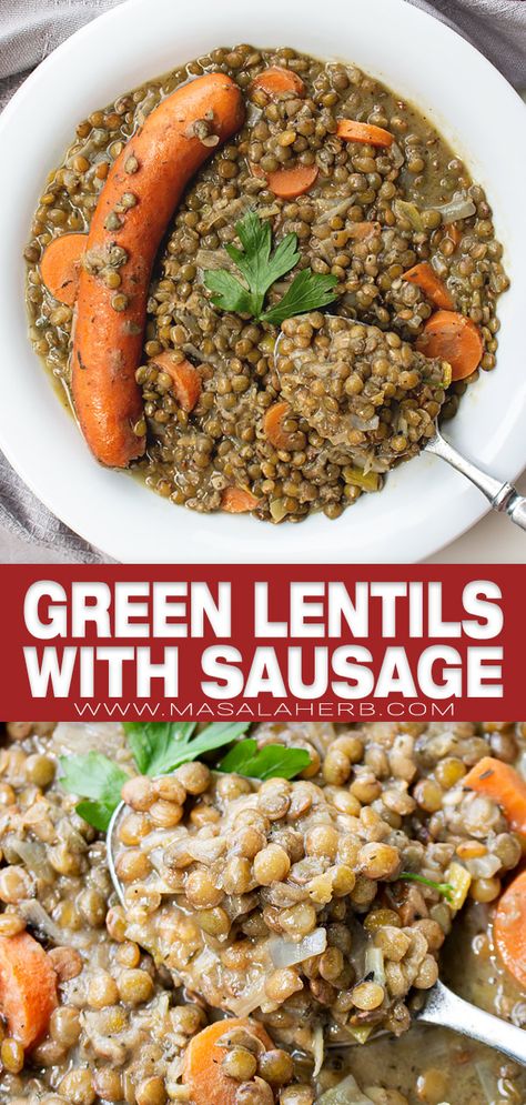 Green Lentil Recipes, Lentils And Sausage, Puy Lentils, Lentils Recipe, Green Lentil, French Green Lentils, Dinner Favorites, French Recipe, Winter Meals