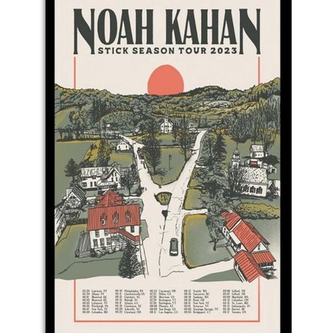 Noah Kahan 2023 Stick Season Tour Poster Stick Season Noah Kahan, Noah Kahan Concert Outfit, Noah Kahan Concert, Noah Kahan Stick Season, Stick Season, College Poster, Dorm Room Posters, Seasons Posters, Noah Kahan