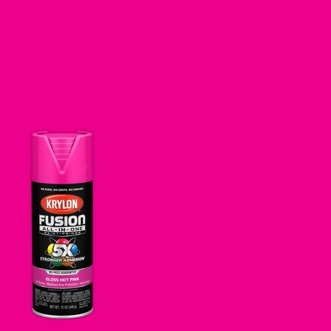 Hot Pink Paint, Hot Pink Furniture, Hot Pink Bathroom, Pink Spray Paint, Krylon Spray Paint, Primer Spray, Spray Paint Cans, Matte Pink, Paint Primer