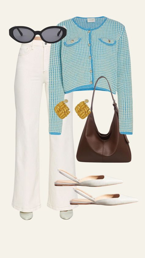 If you need an Easter Sunday outfit or something to wear to spring brunch, this tweed cardigan and white jeans are perfect! If you want a outfit, this is the perfect spring look! I'm always putting together casual and stylish outfits. If you need spring outfit ideas, tap to shop this look and explore my LTK for more style inspiration! Spring Brunch Outfit, Easter Sunday Outfit, Kathleen Post, Summer Wedding Attire, Brunch Outfit Spring, Tweed Cardigan, Sunday Outfit, A Outfit, Pilates Clothes