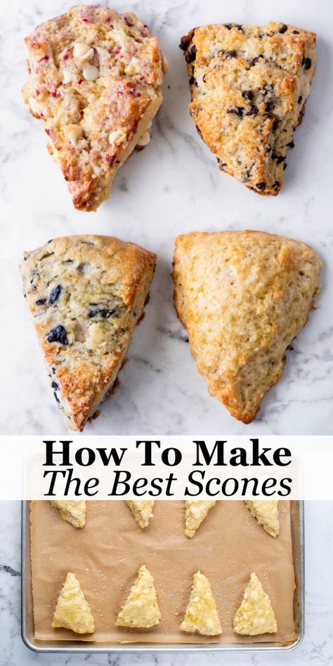 Make tall, buttery, flaky scones like a pro in just 10 minutes of active prep time with my tried and true scones recipe. Now you can make moist, flavorful scones with your choice of add-ins that rival your local bakery. Keep reading for all my add-in ideas, tips, and tricks for scone perfection! Plain Scones Recipe Easy, Make Ahead Scones, Moist Scones Recipe, Best Scones Recipe Ever, Simple Scones, Sweet Scones Recipe, Christmas Scones, Scone Dough, Flaky Scones