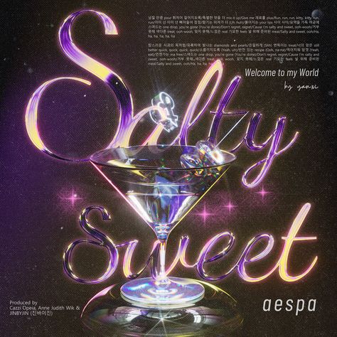 Album Cover For Dr, Aespa Salty And Sweet, Kpop Album Cover Design, Kpop Album Cover Ideas, Idol Poster, Album Cover Ideas, Animation Practice, Sweet Cocktail, Group Names Ideas