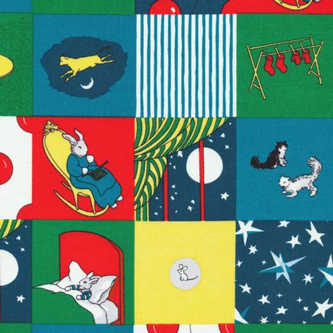 Fabric from "Goodnight Moon" -- one of my little son's favorite books | The Great Green Room by Goodnight Moon for Cloud9 Fabrics #bedlinens #fabric Goodnight Moon Book, Margaret Wise Brown, Goodnight Moon, Moon Book, Storybook Art, Infinity Tattoos, Green Room, Good Night Moon, Kids Fabric