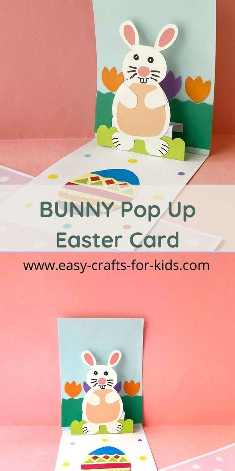 Happy Easter Bunny Pop Up Card Pop Up Cards For Kids, Cards For Kids To Make, Diy Easter Cards, Easter Bunny Cards, Bunny Cards, Pop Up Card Templates, Easter Cards Handmade, Cards To Make, Blue Crafts