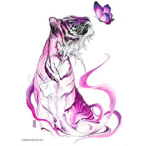 I Create Animal Spirits Trough Watercolor Art Tigre, Watercolor Tiger, Big Cats Art, Desenho Tattoo, Tiger Art, Tiger Tattoo, A Tiger, Arte Animal, Arte Fantasy