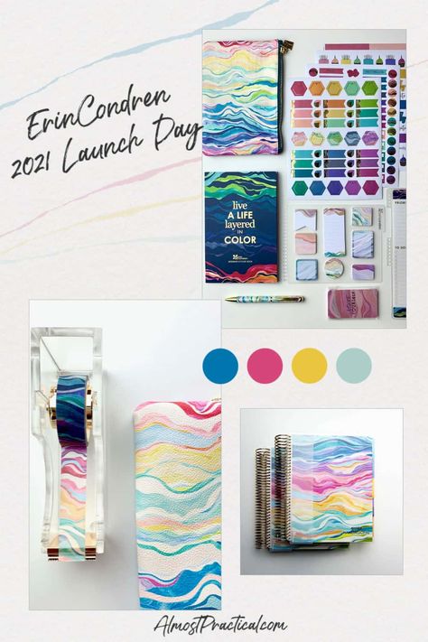 It's official! The new 2021 Erin Condren LifePlanners are here and they feature the beautiful Layers and Flower Power designs. Come see a summary of everything in planners and accessories that was released today! Work Planning, Diy Binder, Arc Notebook, Organizing Closet, Compliment Cards, Organize Your Day, Clear The Clutter, Planners And Organizers, Silhouette Cameo Tutorials