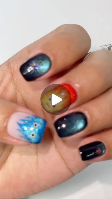 VARNAIL on Instagram: "🔥👀 How cute the Calcifer Cat Eye Nail is! R u the fan of Howl’s Moving Castle?  🛒(varnail.com) Base Coat Color Gel - 055 White Jade, 065 Caribbean Sea Aurora Cat Eye Gel - CEA03 Inspiration Liner Brush Stamping Gel Paint - White, Black Top Coat  🛒🛒🛒 Shop More Nail Supply at varnail.com or in our bio link  💝💝💝 PLEASE FOLLOW US TO GET THE TRENDY NAIL TECH!  #nails #chromenails #cateyegel #naildesigns #nailart #ombrenails #nails💅 #nailsalon #nailbeauty #summernails #nailbeginner #frenchnails #nailinspo #nailmagazine #shortnails #fashion #nailtrends #holidaynails #magneticgelpolish #nailtutorials #glitternails #auranails #nailofinstagram" Calcifer Nails, Nail Tech Nails, Tech Nails, Cat Eye Nail, Gel Paint, Paint White, Liner Brush, Cat Eye Gel, Cat Eye Nails