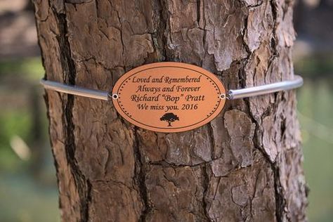 Tree Memorial Ideas, Memorial Tree Ideas, Tree Marker, Tree Plaque, Memorial Tree, Planning Garden, Environmental Quotes, House Gardening, Memorial Markers