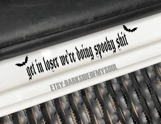 DarksideOfMySoul - Etsy Vehicle Decals Vinyls, Spooky Car Decor, Goth Car Interior, Goth Decals, Goth Car, Stationary Craft, Car Things, Car Deco, But Did You Die