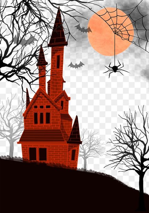 Spooky Houses, Castle Cartoon, Castle At Night, Dark Hole, Spooky Castles, Castle Illustration, Castle Drawing, Castle Background, Happy Haunting