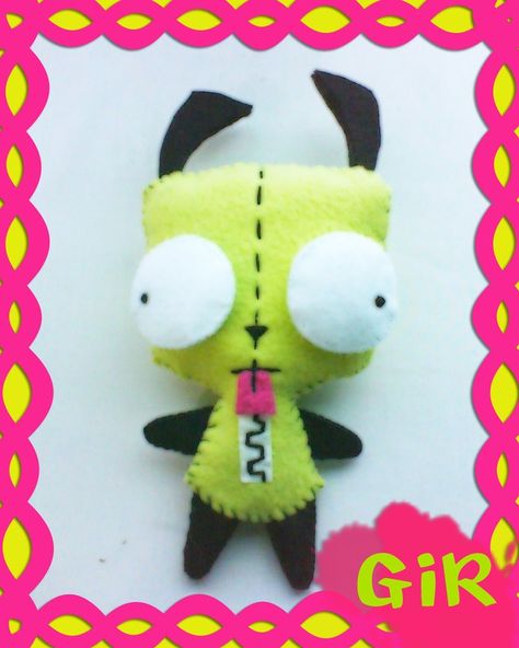 Gir from Invader Zim DIY Plushie! So Cute! Gir Plushie Invader Zim, Gir Plush, Gir From Invader Zim, Diy Plushies, Plushies Diy, Felt Plushie, Cute Sewing Projects, Ugly Dolls, Sewing Stuffed Animals