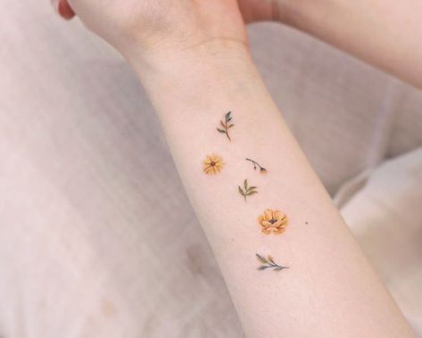 Tattoos, Yellow, Flowers