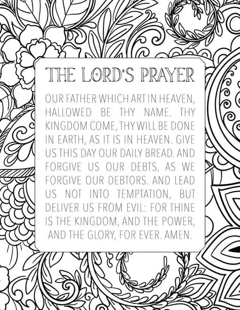 FREE Printable The Lord's Prayer Coloring Page - My Printable Faith The Lords Prayer Craft Sunday School, The Lord's Prayer Crafts For Kids, The Lords Prayer For Kids Craft, Lord's Prayer Activities For Kids, Free Printable Bible Activity Sheets, The Lords Prayer Activities, The Lord's Prayer Craft, The Lords Prayer Printable Free, Faith Coloring Pages