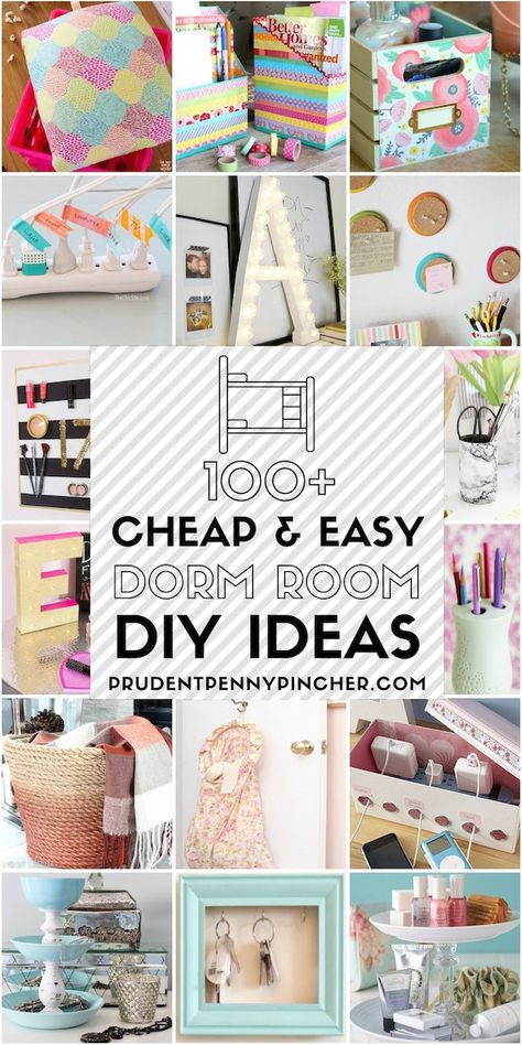 100 Cheap and Easy Dorm Room Ideas #dormroom #diy #decor #homdecor Room Diy Ideas, Bandana Bayi, Dorm Room Organization Diy, Zimmer Diy, Diy Home Decor For Apartments, Dorm Room Hacks, Dorm Diy, Dorm Room Diy, Cheap Ideas