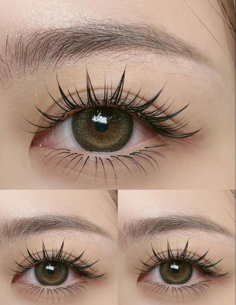 Natural Lashes Asian Eyes, ต่อขนตา Wet Look, Manwha Lash Extensions, Monolid Lash Extensions, Korean Lashes, Manhua Lashes, Manga Lashes, Lash Extensions Makeup, Day Makeup Looks