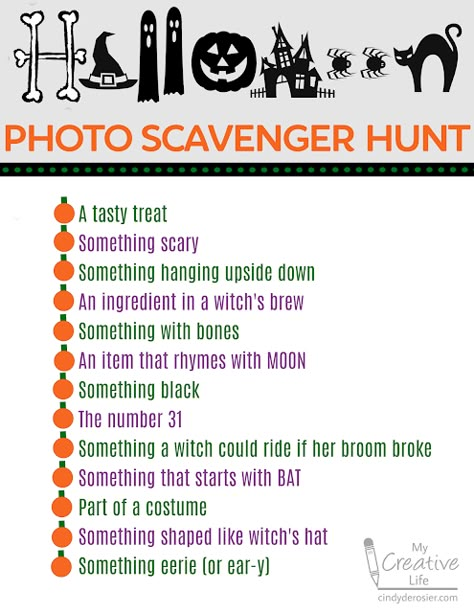 Halloween Photo Scavenger Hunt, Scary Scavenger Hunt, Picture Scavenger Hunts, Fall Scavenger Hunt, Halloween Sleepover, Fall Family Fun, Halloween Scavenger Hunt, Teen Halloween, Photo Challenges