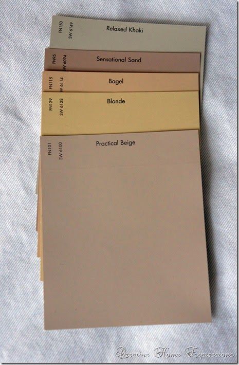 Love the Khaki and Practical Beige Khaki Paint, Sherwin Williams Khaki Paint Colors, Sherwin Williams Practical Beige, Yellowish Beige Paint, Khaki Paint Colors, Sw Canvas Tan Color Palette, Sherwin Williams Kilim Beige Palette, Tan Paint, Warm Paint Colors