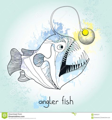 Lantern Fish Drawing, Lantern Fish Tattoo, Challenger Deep, Lantern Head, Angler Fish, Fish Drawings, Tattoo You, Sea Animals, Fish Tattoos