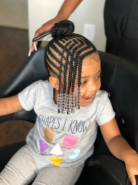 Black Baby Braids Hairstyles, Cornrow Styles For Girls Black Kids, Baby Girl Hairstyles Black Braid Styles, Braids For Black Kids Girl Hairstyles, Toddler Cornrow Styles Kid Hairstyles, Braid Hairstyles For Kids Black, Lil Kids Braiding Hairstyles, Kid Braids Hairstyles, Braided Bun Hairstyles For Kids