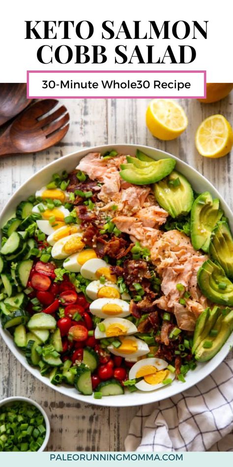 Paleo Running Momma, Quick Salmon, Paleo Fish, Cobb Salad Recipe, Whole30 Dinner Recipes, Clean Eating Salads, Clean Eating Lifestyle, Whole30 Dinners, Whole 30 Diet