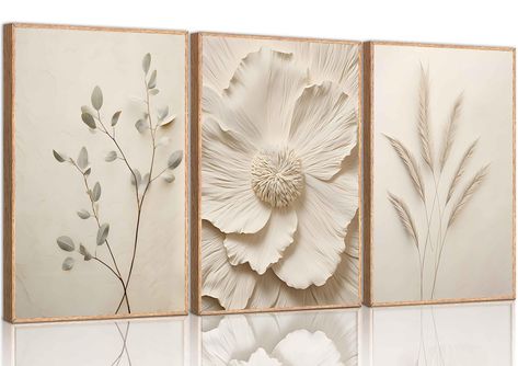 Farm Style Living Room Wall Decor, Behind Table Wall Decor, Picture Sets Of 3, Bedroom Wall Decor Simple, 3 Piece Flower Canvas Art, Dainty Wall Art, Rustic Wall Decor Dining Room, Upscale Boho Decor, Bathroom Decor Pictures Wall Art