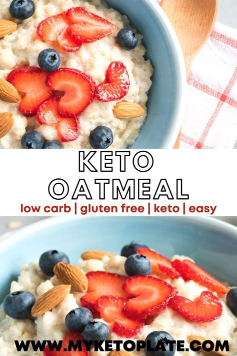 This quick and simple keto oatmeal recipe is ready in just 5 minutes with only 5 ingredients. It's the ideal low-carb breakfast that resembles to traditional oatmeal that is super filling and loaded with nutrients. #ketobreakfast Low Carb Oatmeal, Low Carb Cereal, Keto Oatmeal, Healthy Breakfast Choices, Oatmeal Flavors, Keto Cereal, Meal Planning Recipes, Breakfast Oatmeal Recipes, High Protein Vegetarian Recipes