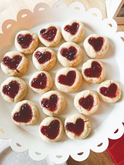 Sourdough Thumbprint Cookie Recipe (Heart-Shaped) - Seasonal Grains Sourdough Thumbprint Cookies, Sourdough Valentines Cookies, Heart Cookies With Jam Recipe, Cookies Jam Heart, Heart Shaped Jam Cookies, Powdered Sugar Substitute, Butter Substitute, Thumbprint Cookies Recipe, Sugar Substitute