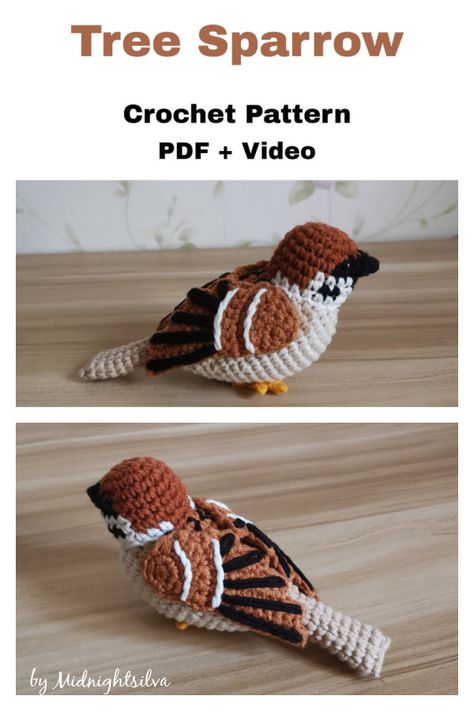 6 Sparrow Bird Crochet Patterns - Page 2 of 2 Crochet Sparrow Bird Pattern, Birds Crochet Pattern Free, Crochet Birds Pattern, Crochet Tree Branch, Crochet Loon Bird Pattern, Crochet Small Bird Free Pattern, Crochet Amigurumi Bird Free Pattern, Crochet Loon Bird, Crochet Sparrow Free Pattern