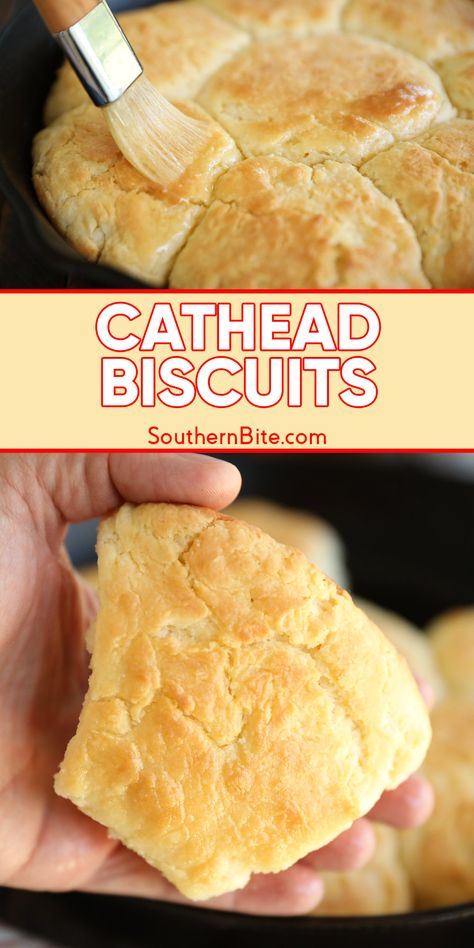 Cathead Biscuits are big, fluffy, tender, no-cutter buttermilk biscuits and are perfect with butter, jam, or gravy! This easy recipe is an iconic Southern classic. Homemade Cathead Biscuits Easy, Cat Head Buttermilk Biscuits, No Butter Biscuit Recipe, Southern Biscuit Recipe Buttermilk, Buttermilk Sugar Biscuits, Biscuit Bread Recipe, Southern Biscuits Homemade, Cathead Biscuits Easy, Angel Biscuits Southern Living