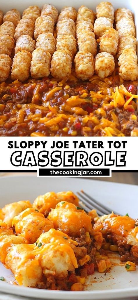 Sloppy Joe Tater Tot Casserole, Casserole Recipes Easy, Quick Casserole, Quick Casserole Recipes, Quick Casseroles, Dinner Noodles, Easy Casserole Dishes, Tot Casserole, Tater Tot Casserole